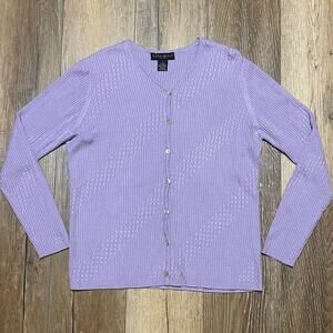 Mark Shale Silk Cashmere Cardigan Sweater Lilac Size Sm Long Sleeve Button Front
